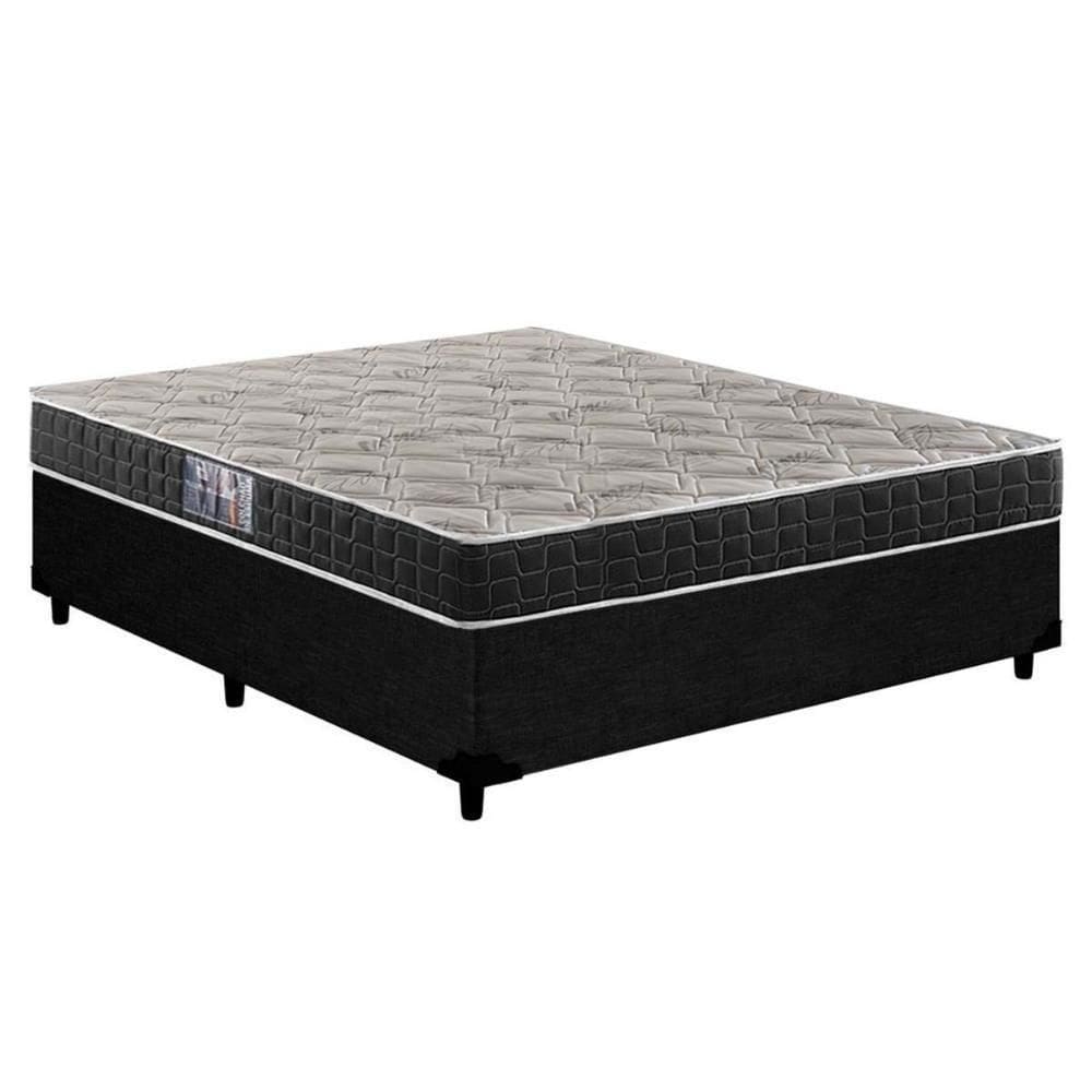 Cama Box Casal: Colchão Espuma Anjos Querubim+Base Courano Black(138X188)