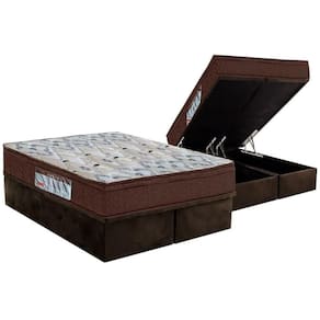 Cama Box Baú Queen: Colchão Espuma D45 Ortobom / Ep Iso 150 Mega Firme + Base Brown(158X198)