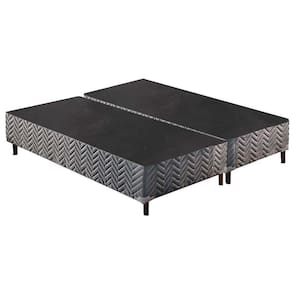 Cama Box Base King Sommier Rústico Bordado Gray (193x203x30) - Paropas