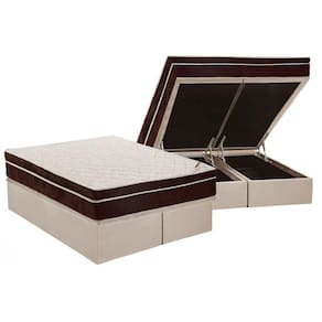 Cama Box Baú Queen: Colchão Ortopédico Ortobom Exclusive + Base Crc Suede Clean(158X198)