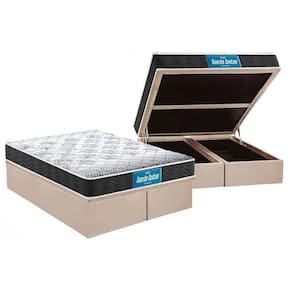 Cama Box Baú Queen: Colchão Anatômico Probel D28 / Ep Double Face + Base Clean(158X198)