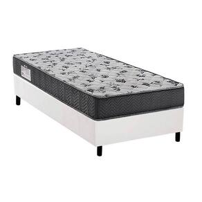 Cama Box Solteiro: Colchão Espuma Ortobom D33/Ep Fort Tech Iso 100 + Base Crc Courano White(88X188)