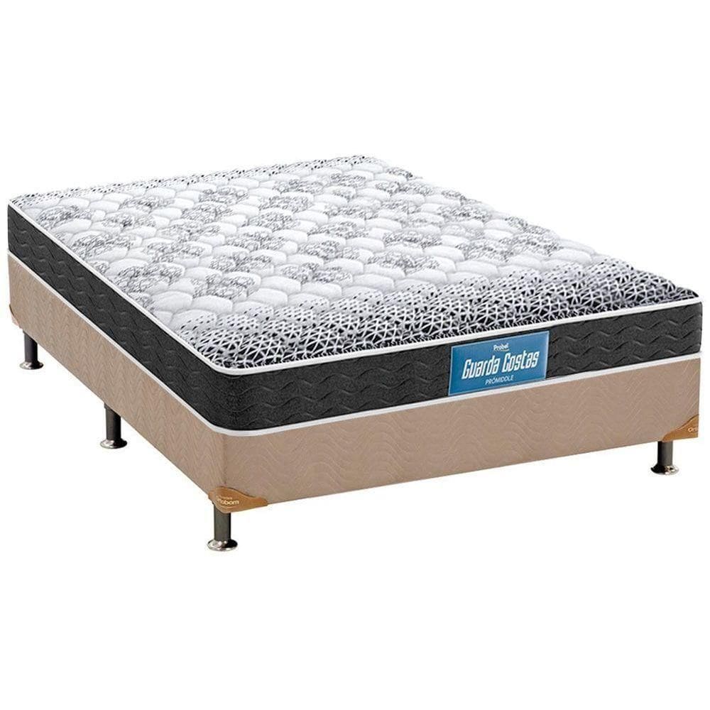 Cama Box Casal: Colchão Espuma Probel D28/Ep Anatômico Guarda Costas Plus + Base Clean(138X188)