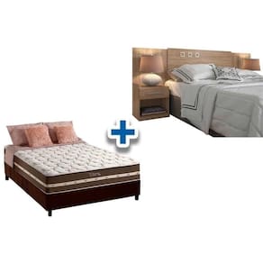 Cama Box Casal Crc + Colchão Molas Classic + Cabeceira Plus Atacama