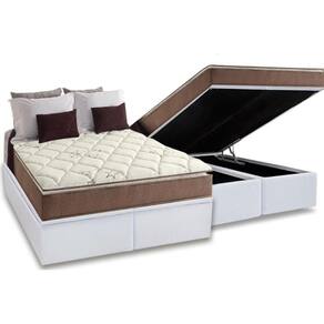 Cama Box Baú Queen: Colchão Anatômico Anjos D28 / Ag65 Star Pillow Top + Base White(158X198)