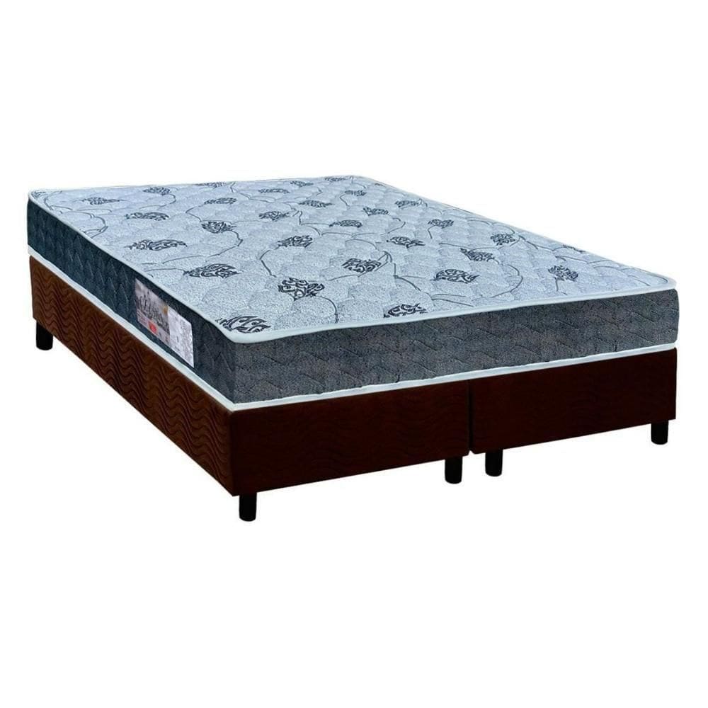 Cama Box Queen: Colchão Ortopédico Orthoflex D45/Ep Cecina + Base Crc Suede Brown(158X198)