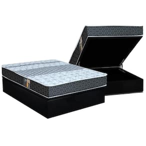Cama Box Baú Casal: Colchão Molas Bonnel Castor Class Slim Double Face + Base Black(138X188)