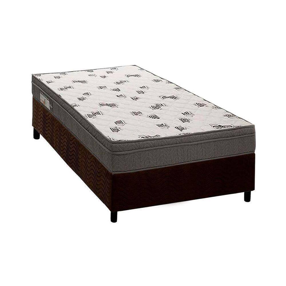 Cama Box Solteiro: Colchão Espuma D45 Ortobom Light Saúde Ortopilow + Base Crc Suede Brown(88X188)