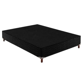 Cama Box Base Casal Sommier Rústico Bordado Black (138X188X30) - Paropas