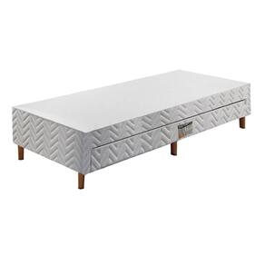 Cama Box Base C/auxiliar Solteiro Universal Tecido Bordado White (88x188x30) - Paropas