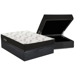 Cama Box Baú Casal: Colchão Espuma D45 Ortobom Light Saúde OrtopillowBase Suede Black(138x188)
