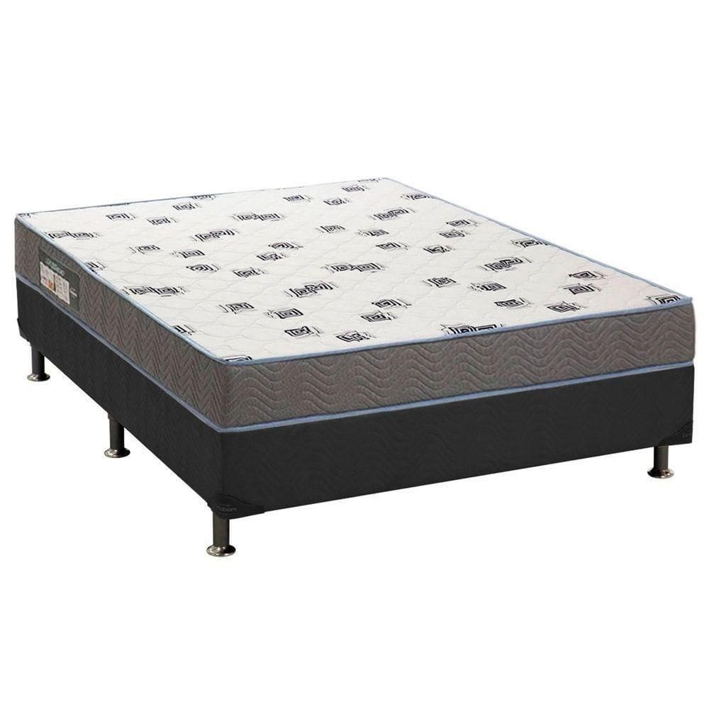 Cama Box Casal: Colchão Espuma D33 Ortobom Light Saúde + Base Crc Suede Cinza(138X188)