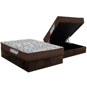 Cama Box Baú Casal: Colchão Espuma D45 Ortobom / Ep Iso 150 Mega FirmeBase Suede Brown(138x188)