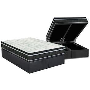 Cama Box Baú Queen: Colchão Molas Bonnel Orthoflex Venezia + Base Crc Suede Gray(158x198)