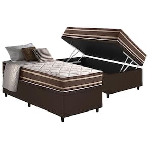 Conjunto Box Baú Solteiro: Colchão Molas Duo Sono+base Courano Brown(88x188)