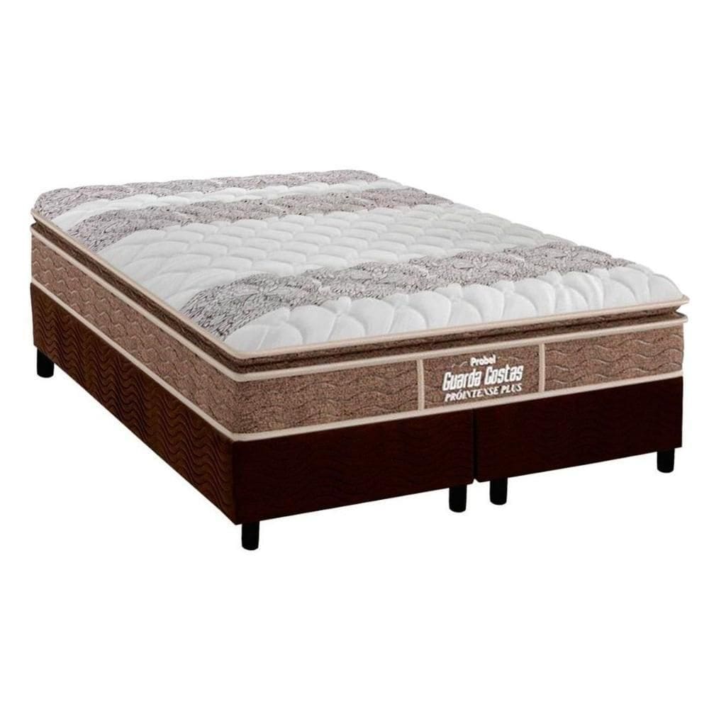 Cama Box Queen: Colchão Anatômico Probel D33/Ep Guarda Costas Próintense Plus + Base Brown(158X198)