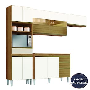Armário de Cozinha com Vidro Reflecta e Nicho para Micro-ondas 7 Portas Clara Atacama / Branco