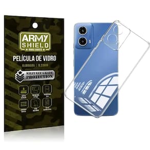 Capa Capinha Moto E14 + Película de Vídro 3D Blindada - Armyshield
