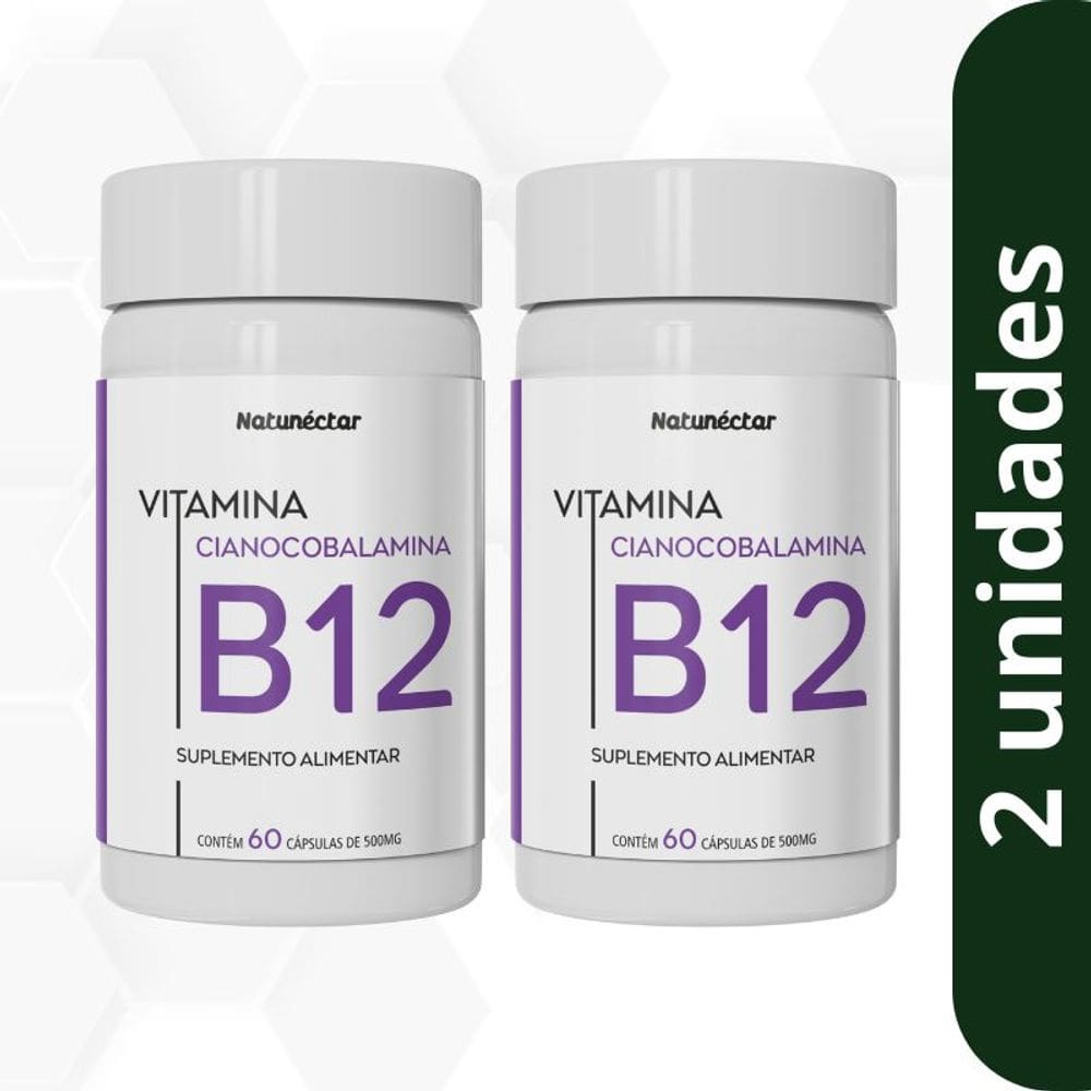 Vitamina B12 (Cianocobalamina) Natunectar 500mg -2 unid (120 cápsulas)