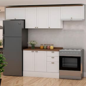 Cozinha Compacta Iluminata 7 PT 3 GV Branco e Ébano