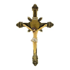 Crucifixo De Parede Imagem Jesus Na Cruz Resina 26.5cm