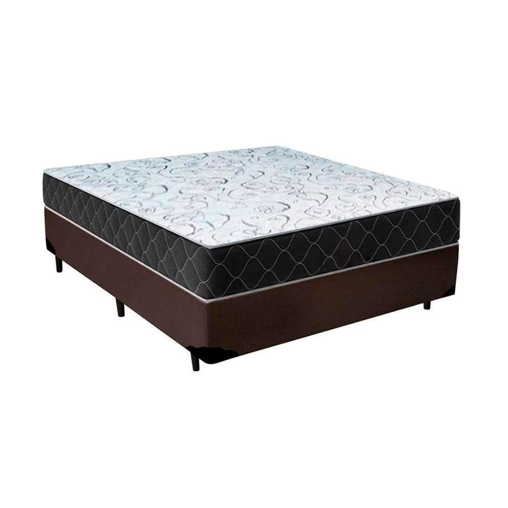 Cama Box Casal Marrom Colchão D33 Marrocos 30cm