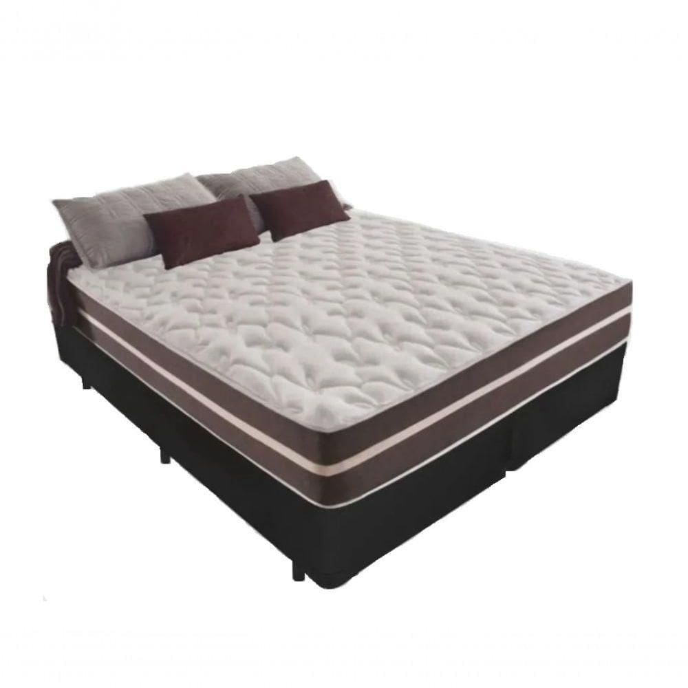 Cama Box Casal Bipartido 138 Tecido Preto Com Colchão Little Angel Bello Box Mola 62x138x188cm