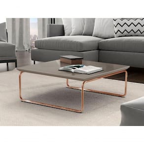 Mesa De Centro Kairos Pé Cobre Bisart Decor Cor:concreto