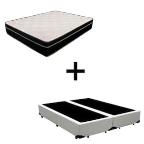 Cama Box Queen 158 Tecido Branco Com Colchão Paris Molas Preto 66x158x198