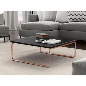 Mesa De Centro Kairos Pé Cobre Bisart Decor Cor:preto