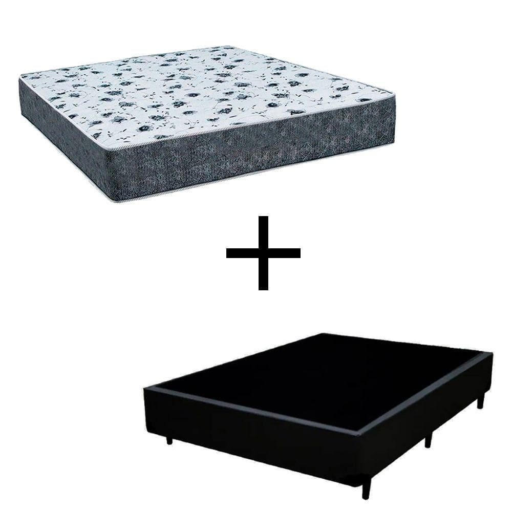 Cama Box Casal 138 Tecido Preto Com Colchão Alegro D28 Bello Box Cinza 57x138x188cm