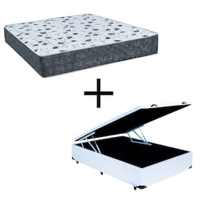 Cama Box Baú Viúva 128 Tecido Branco Com Colchão Alegro Bello Box D28 Cinza 58x128x188