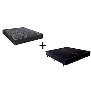 Cama Box Casal 138 Bipartido Tecido Preto Com Colchão Lisboa Bello Box D28 Preto