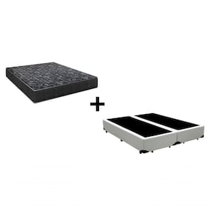 Cama Box Casal 138 Bipartido Tecido Branco Com Colchão Lisboa Bello Box D28 Preto