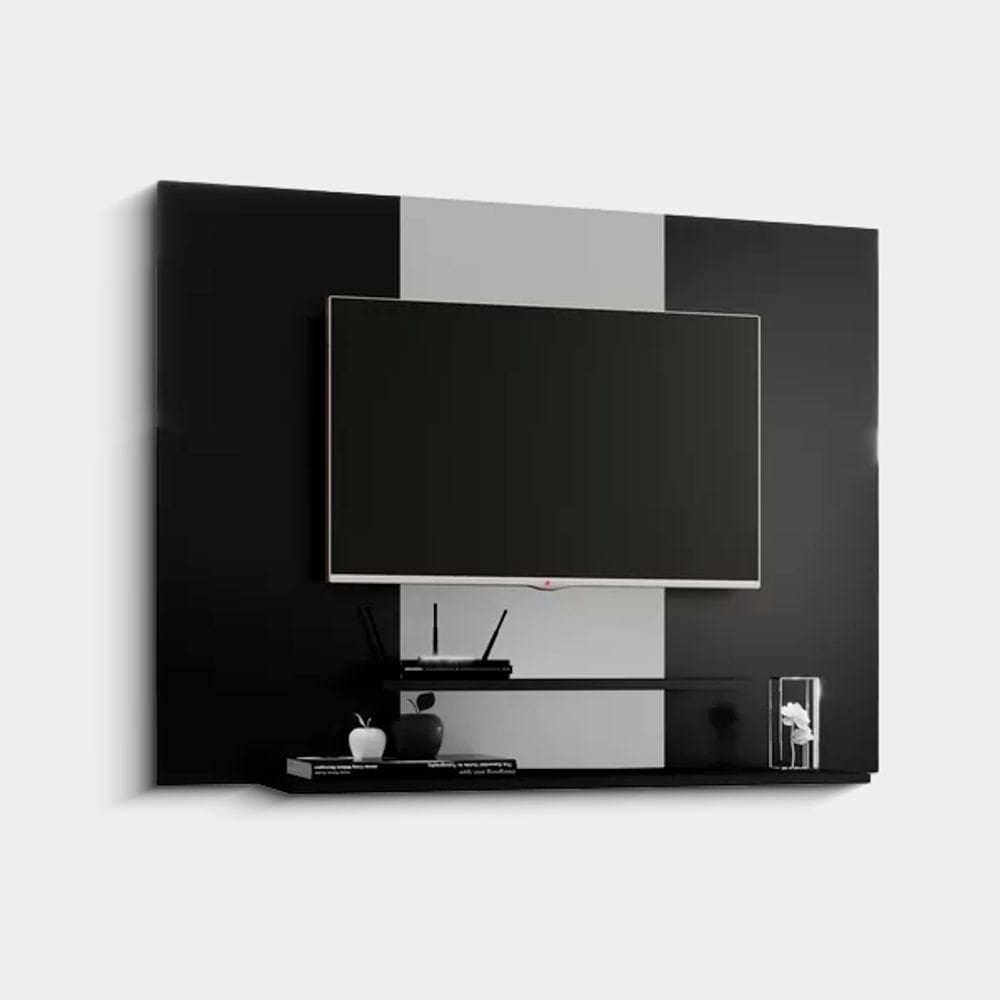 Painel Para Tv Até 50 Polegadas Suspenso Talento Com 2 Prateleiras 91x120cm Preto/branco