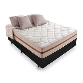 Cama Box Casal 138 Tecido Preto Com Colchão Pillow Angel Bello Box Molas 62x138x188