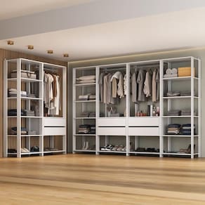 Guarda-roupas Closet Modulado 405cm 6 Peças Com 6 Gavetas E Cabideiros Multimóveis Mp4322 - Branco Branco