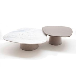 Conjunto De Duas Mesas De Centro Orgânica 90 Cm Mármore E Laqueado