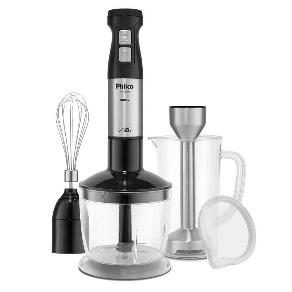 Mixer PMX2000 800W 3 Em 1 Philco Preto Processador Batedor De Claras Jarra Copo Função Turbo 220V