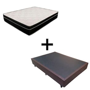 Cama Box Casal 138 Tecido Marrom Com Colchão Paris Molas Preto 66x138x188