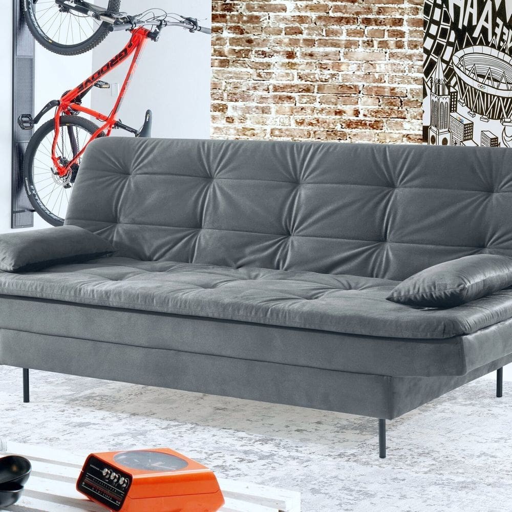 Estofado Sofá Cama Flip 90x185x90cm Cinza