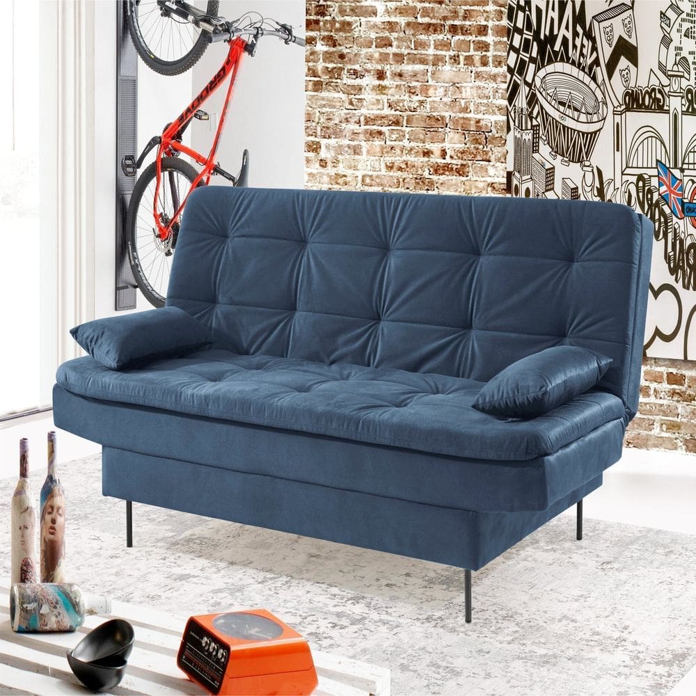 Estofado Sofá Cama Flip 90x185x90cm Azul