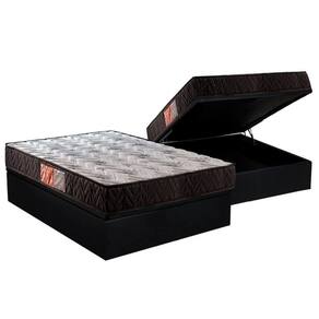 Cama Box Baú Casal: Colchão Espuma Paropas D23 Pasquale + Base Crc Suede Black(138X188)