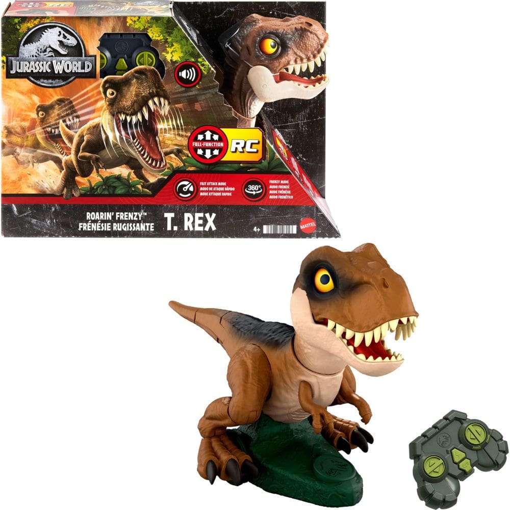 Brinquedo de dinossauro RC Mattel Jurassic World Roarin` Frenzy T Rex