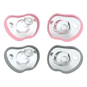 Kit Chupeta Nanobebé Flexy 3 M+ Rosa/Cinza - Pack Com 4