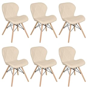 Kit 6 Cadeiras Estofadas Charles Eames Eiffel Slim Nude