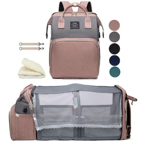 Mochila para fraldas houscly com trocador rosa