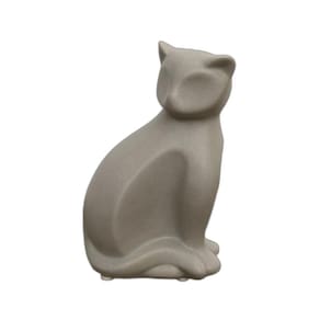 Escultura Gato Kiki Cinza Decoração Cerâmica