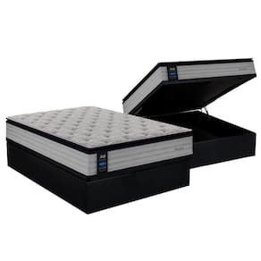 Cama Box Baú Casal: Colchão Molas Sealy Posturepedic Passion + Base Crc Suede Preto(138X188)