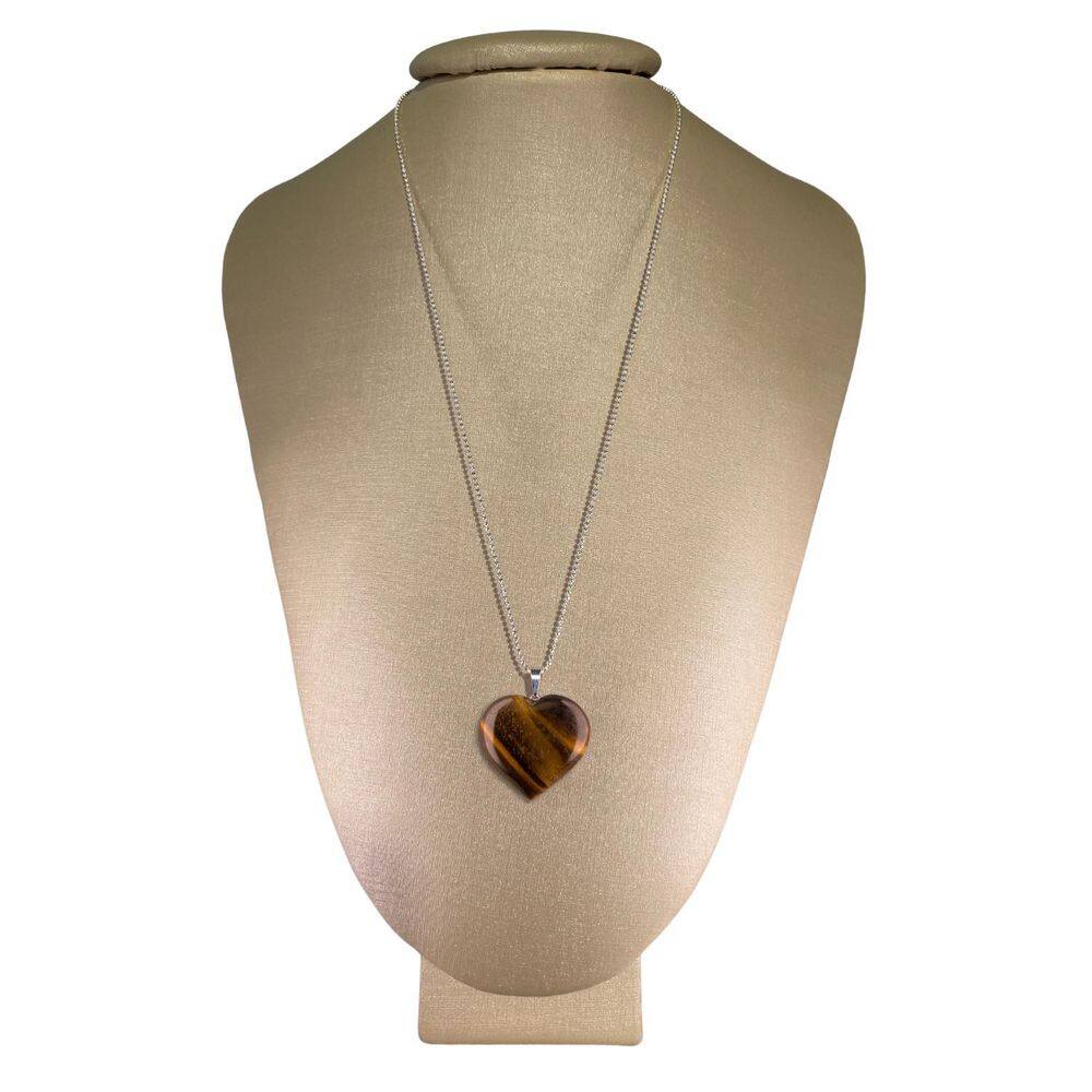 Colar Prata 925 Diamantado Olho De Tigre Coração P. Vecchio